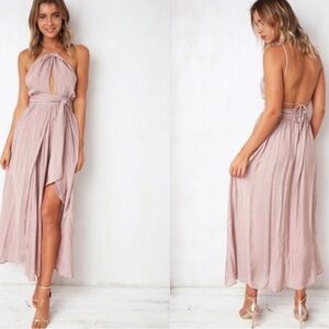 NWT Hello Molly Angel Biba Mocha Halter Neck Dress | Women’s Elegant Party Dress